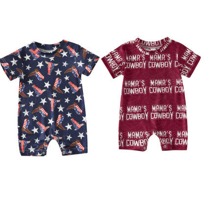 Baby Boy/Girl Letter Star Print Short Sleeve Romper