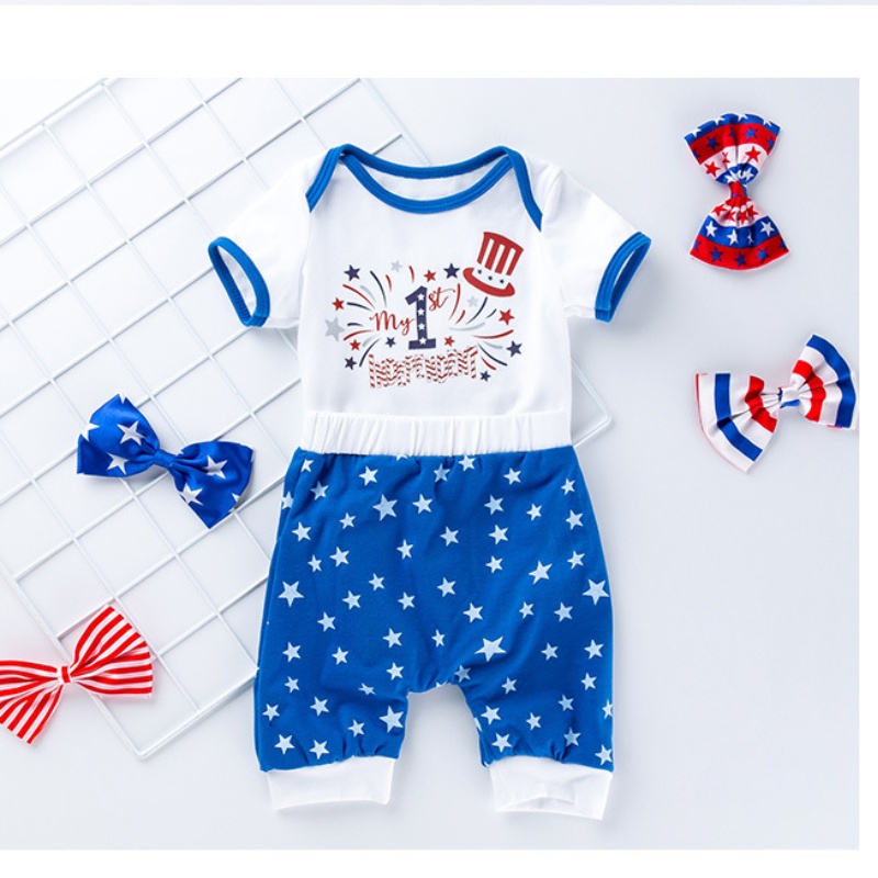 Baby Boys Independence Day Star Print Bodysuit + Pant Two-piece set