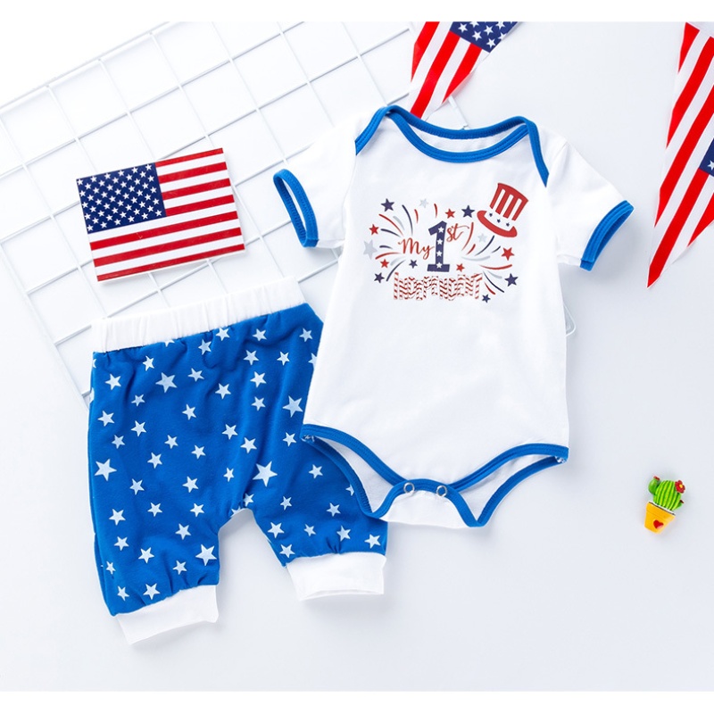 Baby Boys Independence Day Star Print Bodysuit + Pant Two-piece set