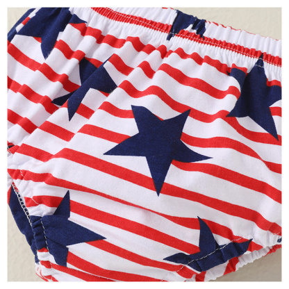 Baby Boy/Girl Independence Day Letter Print Short Sleeve Bodysuit with Pant 2pcs