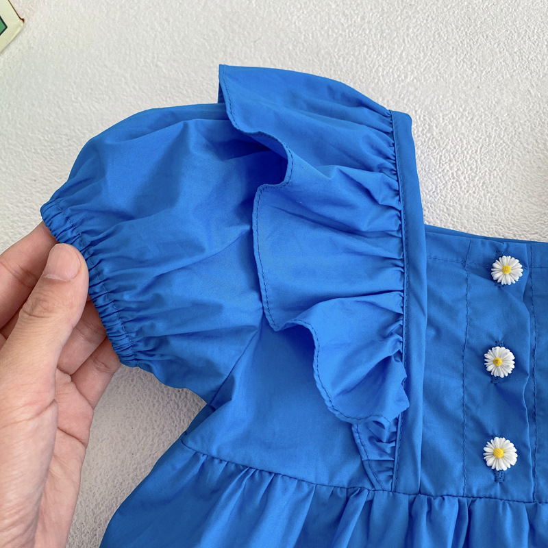 Baby Girl Lace Sleeve Flower Button Bodysuit