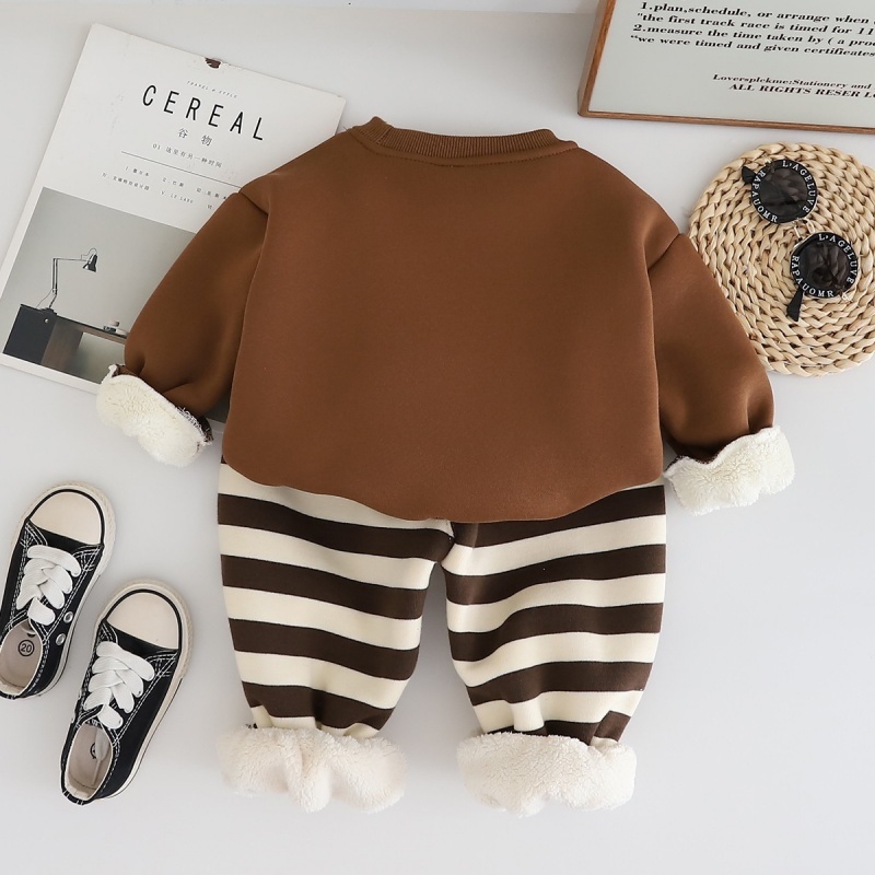 2pcs Baby Boy Thickened and Velveteen Cute Little Lion Set
