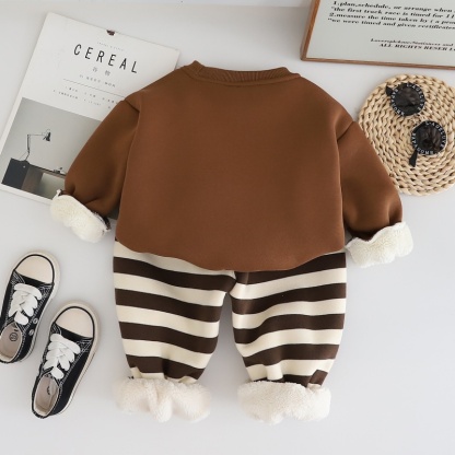 2pcs Baby Boy Thickened and Velveteen Cute Little Lion Set