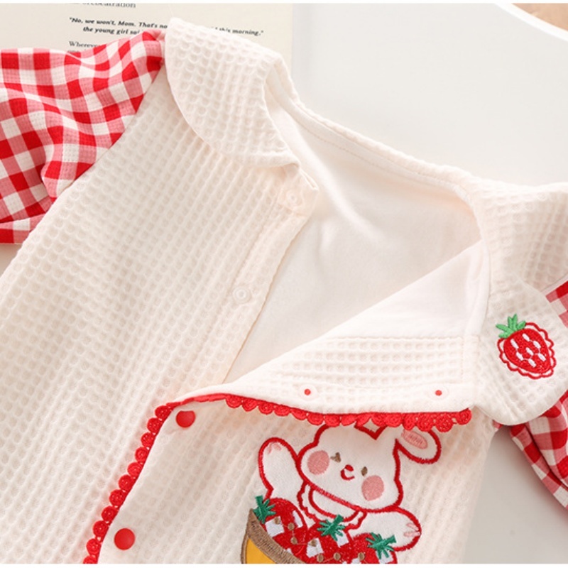 Baby Girl Cute Bunny Strawberry Romper