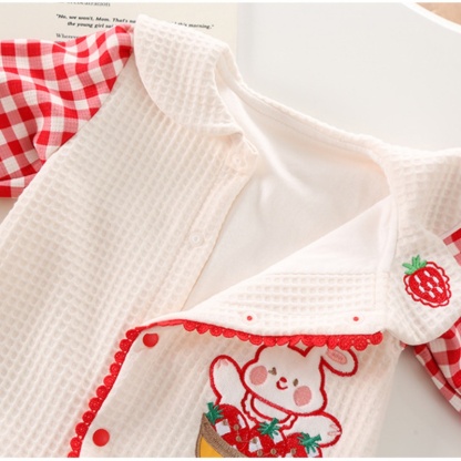 Baby Girl Cute Bunny Strawberry Romper