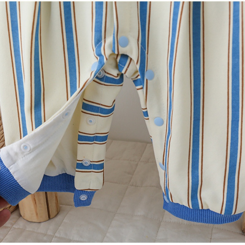 Baby Boy Cute Casual Striped Fake Back Romper