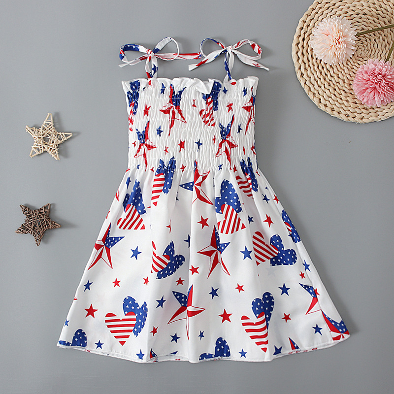 Baby Girl Independence Day Strappy Print Dress