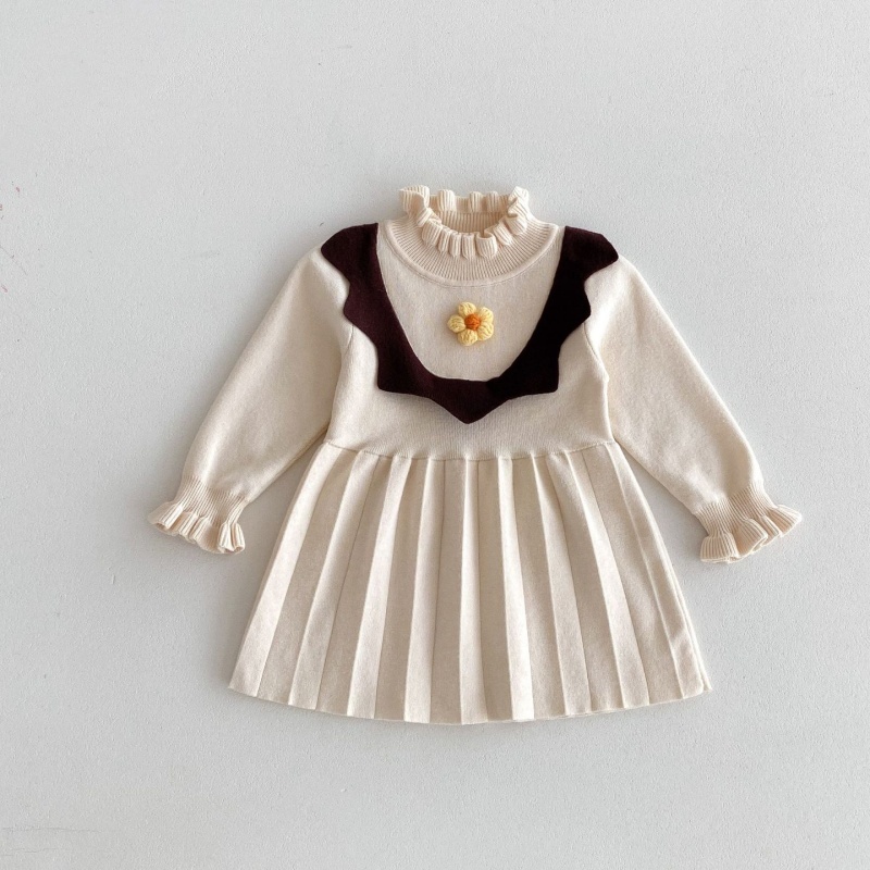 Baby Girl Knitted Flower Long Sleeve Dress