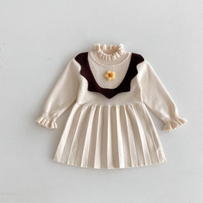 Baby Girl Knitted Flower Long Sleeve Dress