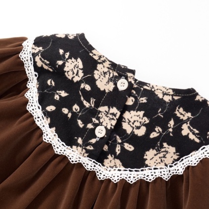 Baby GirlVelvet Lace Bubble Sleeve Long Sleeve Dress