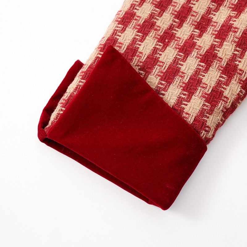 Baby Girl Sandwich Cotton Thickened Plaid Bow Set