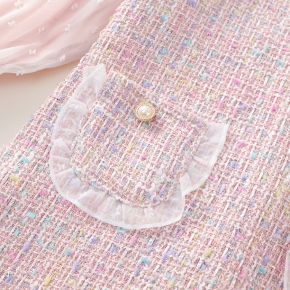 Baby Girl Fake Two Lace Mesh Sleeves Long Sleeve Dress