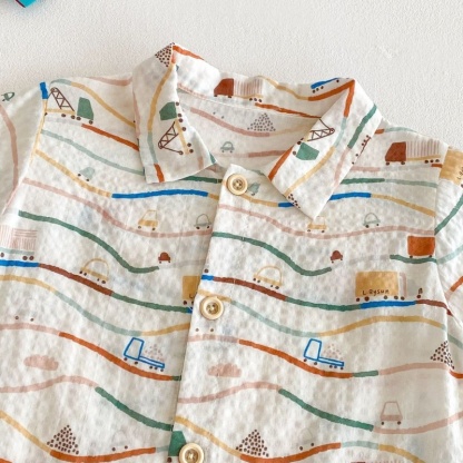 Baby Boy Car Print Short Sleeve Romper