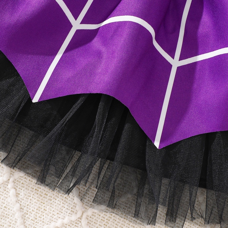 Baby Girl Halloween Ghost Bat Print Tulle Dress