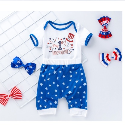 Baby Boys Independence Day Star Print Bodysuit + Pant Two-piece set