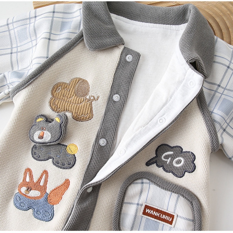 Baby Boy Cute Puppy Lapel Romper