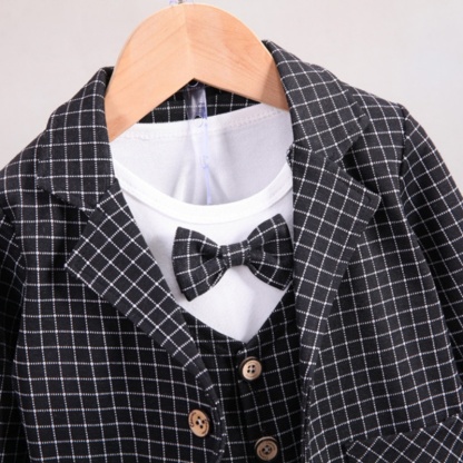 3pcs Baby Boy Plaid Suit Vest Set
