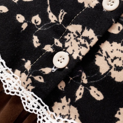 Baby GirlVelvet Lace Bubble Sleeve Long Sleeve Dress