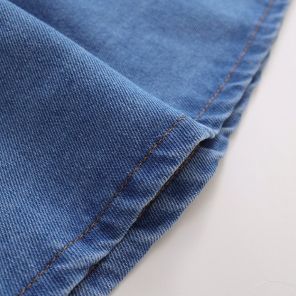 Baby Girl Ethnic Embroidered Denim Skirt Long Sleeve Dresses