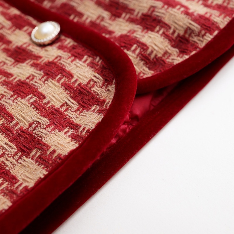 Baby Girl Sandwich Cotton Thickened Plaid Bow Set