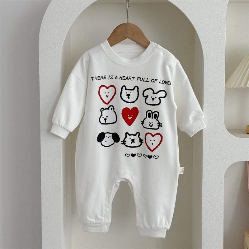 Baby Unisex Casual Heart Print Romper