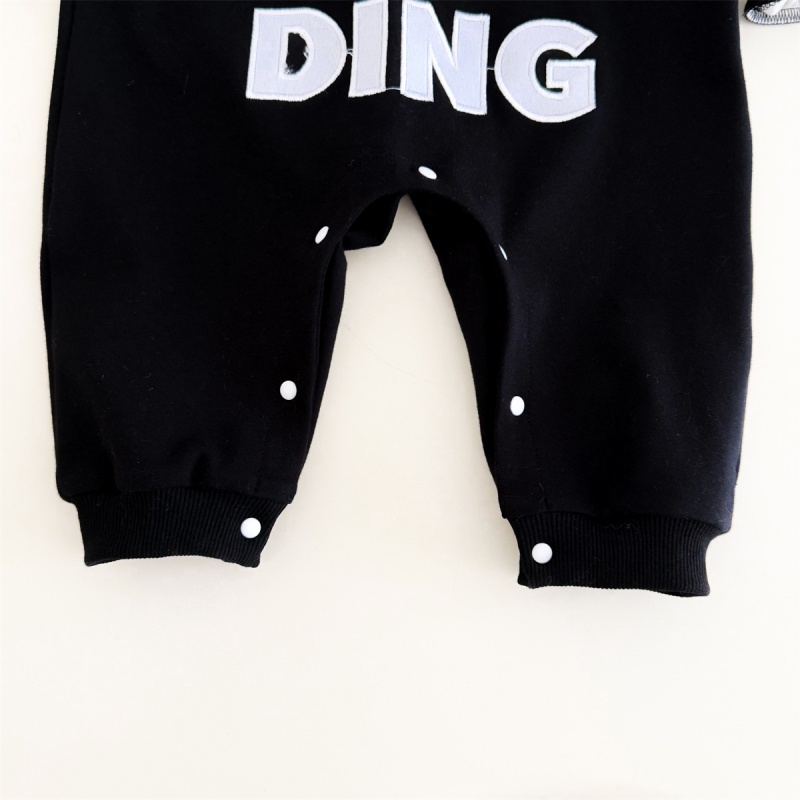 Baby Unisex Casual Letter Print Hooded Romper