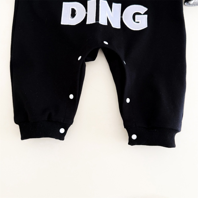 Baby Unisex Casual Letter Print Hooded Romper