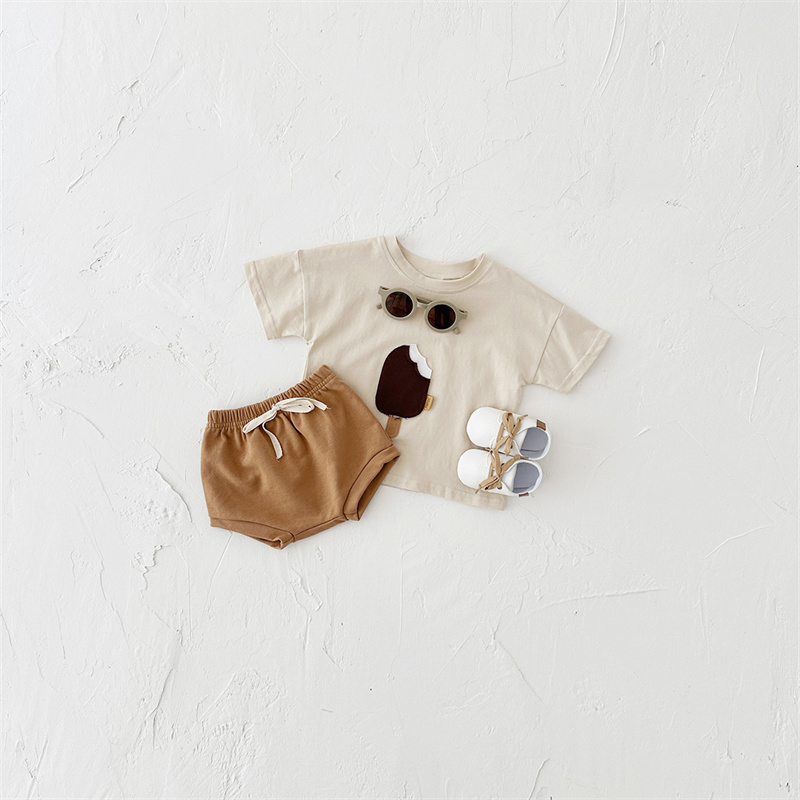 2pcs BabyBoy Ice Cream Cute T-shirt with Pant Set
