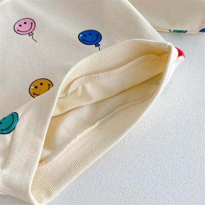 2pcs Baby Boy/Girl Smiley Colourful Balloon Print  Sweatshirt with Trouser Set