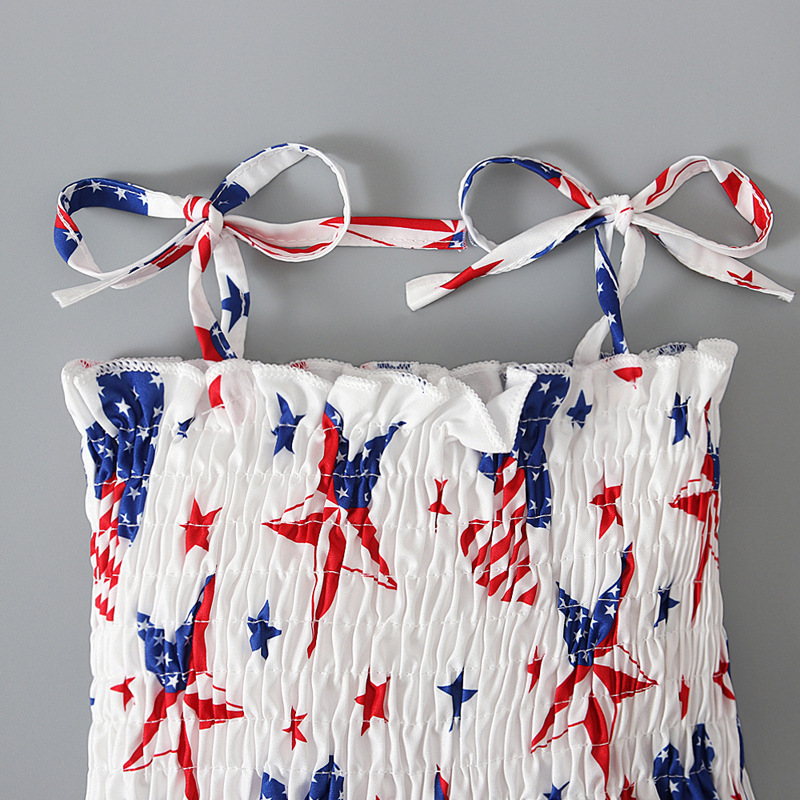Baby Girl Independence Day Strappy Print Dress