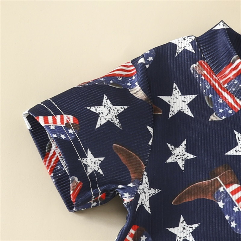 Baby Boy/Girl Letter Star Print Short Sleeve Romper