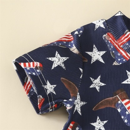 Baby Boy/Girl Letter Star Print Short Sleeve Romper
