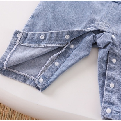 2pcs Baby Boy/Girl Cute Bear Bunny Denim Long Sleeve Romper Set