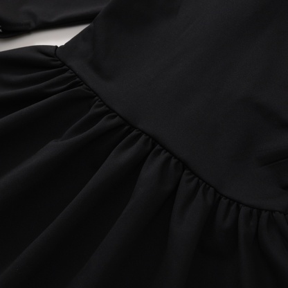 Baby Girl Black Hepburn Style Lace Bow Long Sleeve Dress