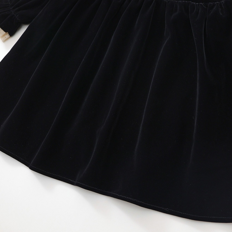 Baby Girl Velvet Padded Lace Lace Princess Dress Long Sleeve Dresses
