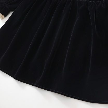 Baby Girl Velvet Padded Lace Lace Princess Dress Long Sleeve Dresses