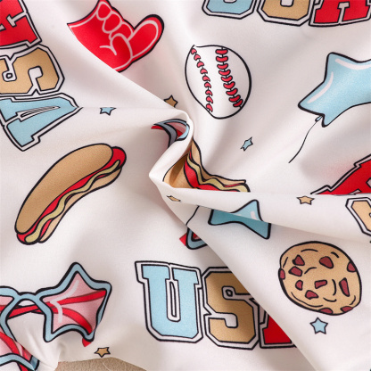 Baby Boys Independence Day Element Print Bodysuit + Suspenders 2pcs Set