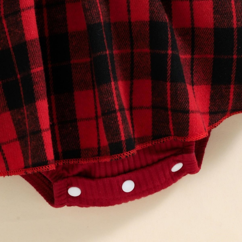 Baby Girl Red Plaid Dress Romper
