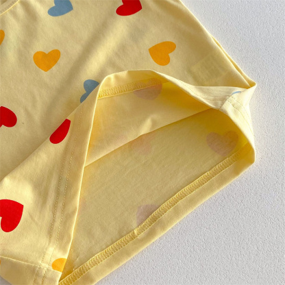 2pcs Baby Boy/Girl Thin Cotton Love Dot Print Sleeveless T-Shirt with Pant Set