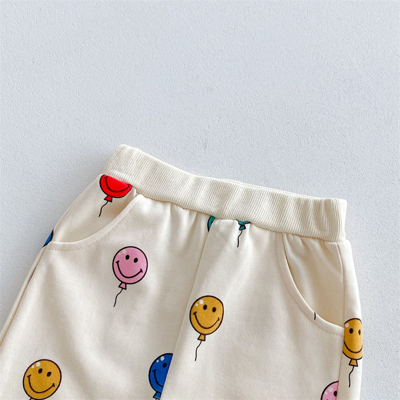2pcs Baby Boy/Girl Smiley Colourful Balloon Print  Sweatshirt with Trouser Set
