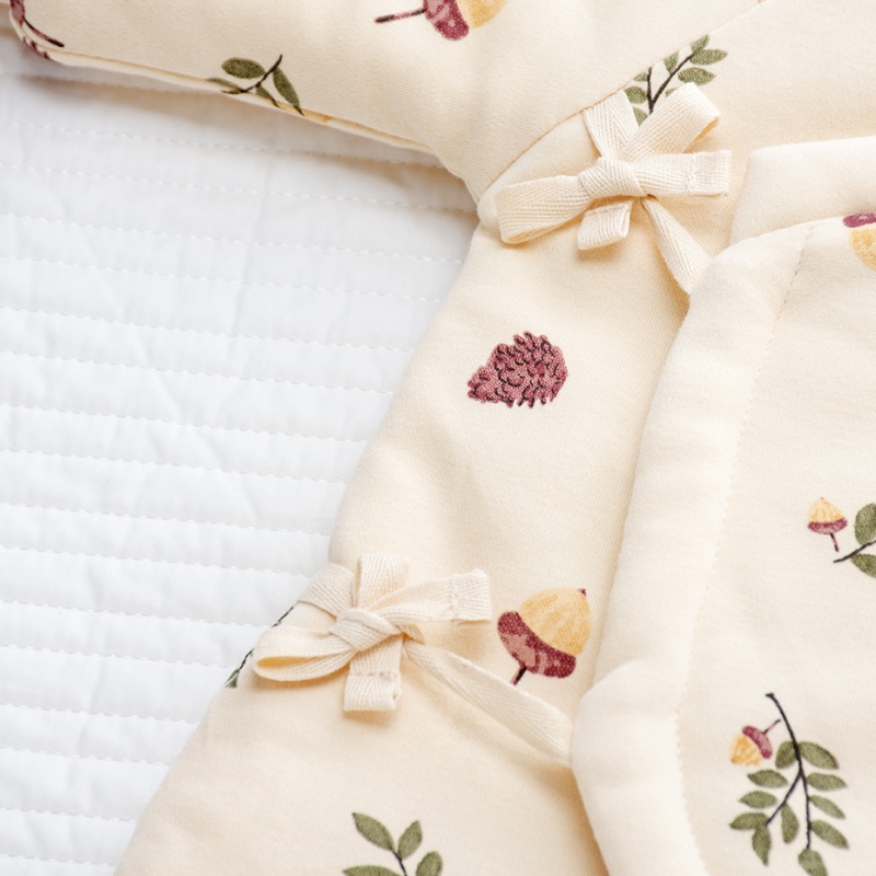 Baby Cute Acorn Leaves Print Thickened Hooded Cotton Coat Romper