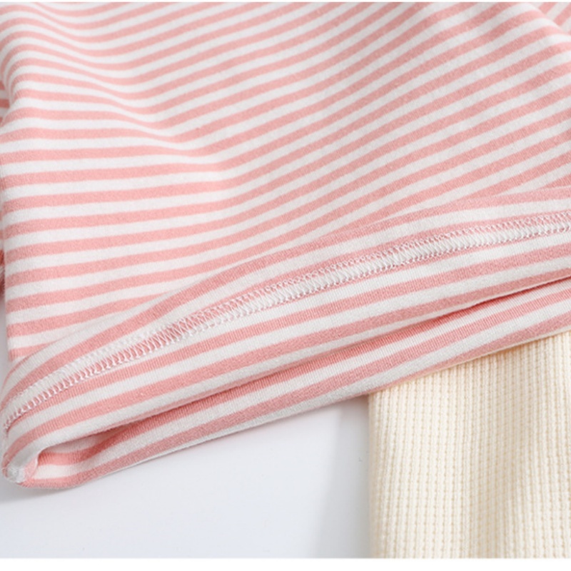 2pcs Baby Girl Cute Bunny Carrot Stripe Long Sleeve Romper Set
