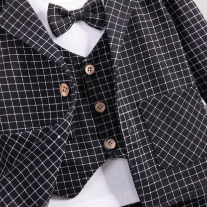 3pcs Baby Boy Plaid Suit Vest Set