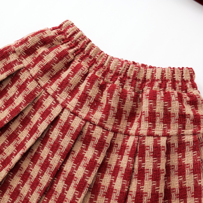 Baby Girl Sandwich Cotton Thickened Plaid Bow Set