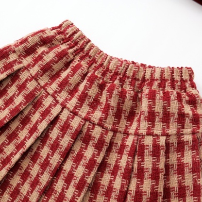 Baby Girl Sandwich Cotton Thickened Plaid Bow Set