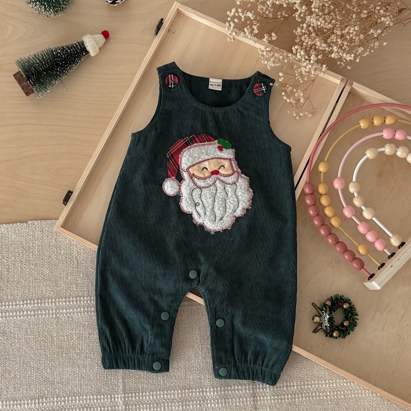 Christmas Santa Embroidered Baby Bodysuit Romper
