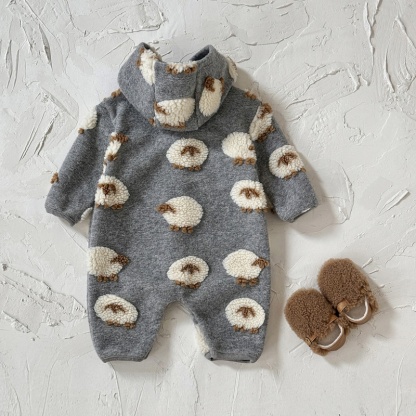 Warm Hooded Padded Baby Romper Outfit