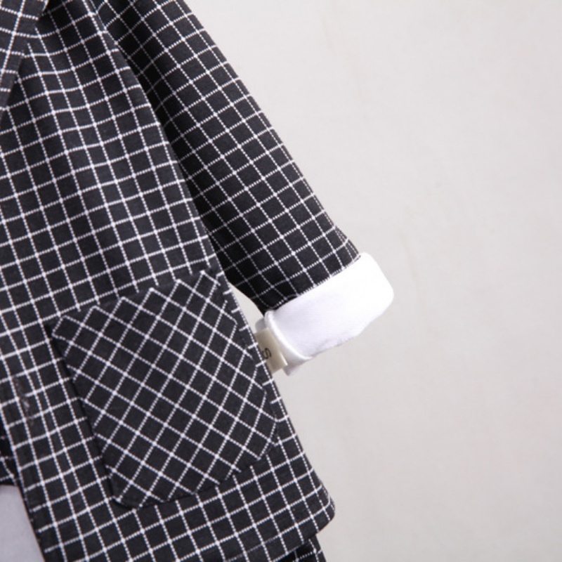 3pcs Baby Boy Plaid Suit Vest Set