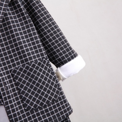 3pcs Baby Boy Plaid Suit Vest Set