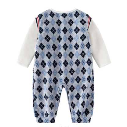 Baby Boy College Lattice Bow Tie Romper 